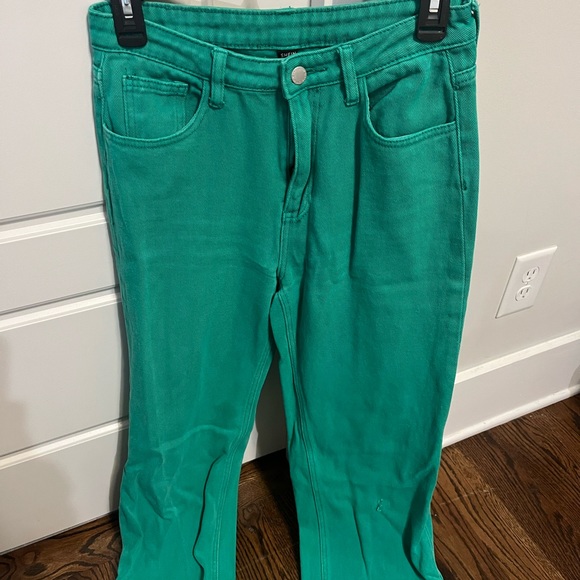 Green wide leg jeans - Picture 1 of 2